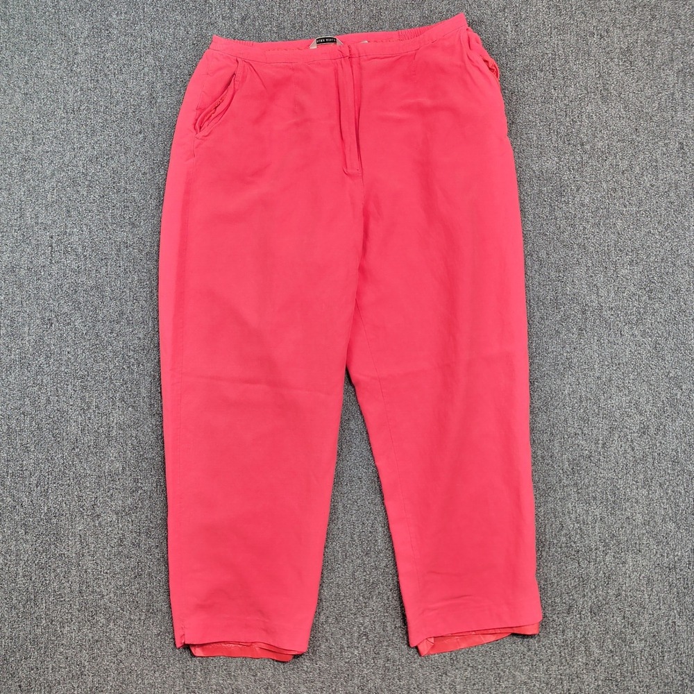 Laura Ashley Vintage Silk Linen Tapered Pants 14 Pink Quiet Luxury Career Slacks